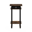 Pemberly Row Turn-N-Tube Tall End Table with Bin in Amber Pine/Black