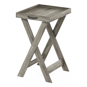 Pemberly Row Contemporary Tray Table with Removable Tray in French Oak