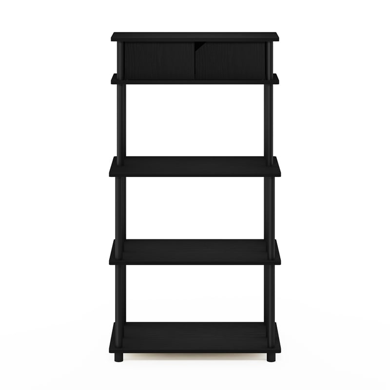 Pemberly Row Turn-N-Tube Kitchen Shelf with Top Cabinet in Americano/Black