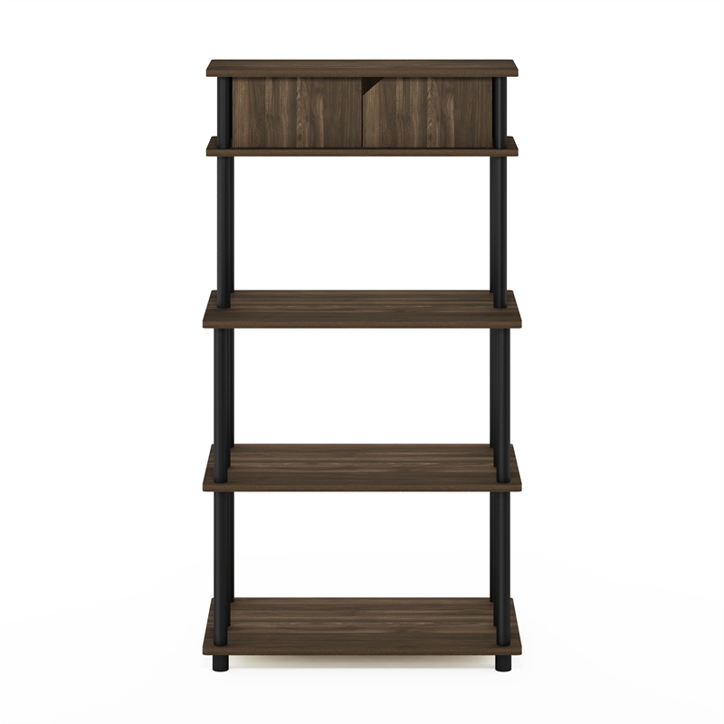 Pemberly Row Turn-N-Tube Toolless Kitchen Shelf with Top Columbia Walnut/Black