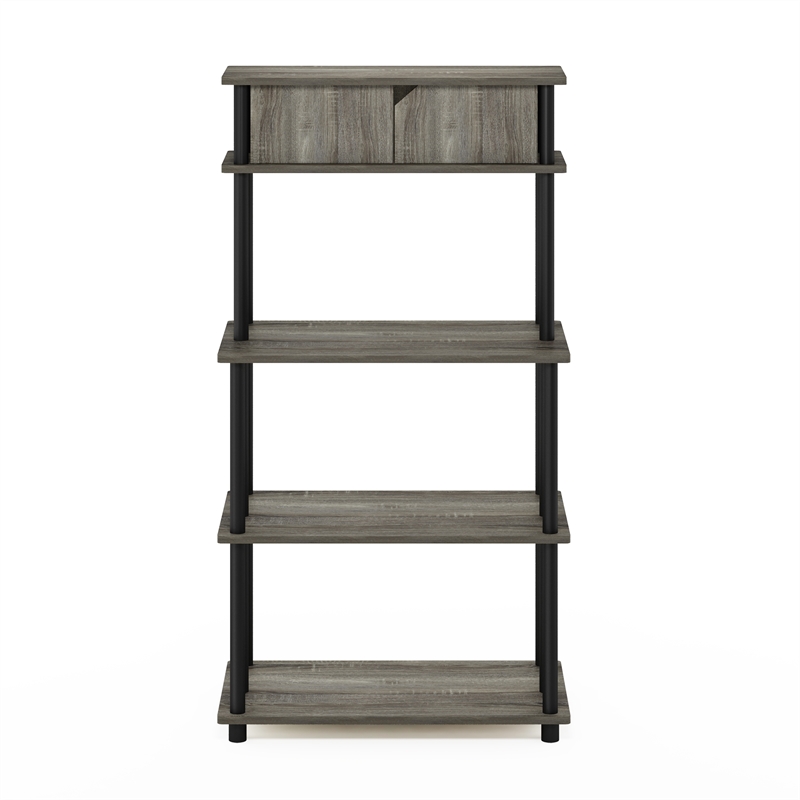 Pemberly Row Turn-N-Tube Toolless Kitchen Shelf with Top French Oak Gray/Black