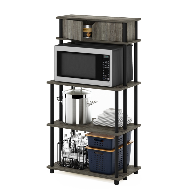 Pemberly Row Turn-N-Tube Toolless Kitchen Shelf with Top French Oak Gray/Black
