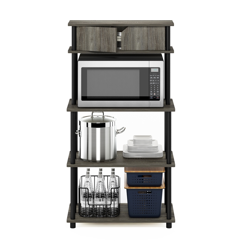 Pemberly Row Turn-N-Tube Toolless Kitchen Shelf with Top French Oak Gray/Black
