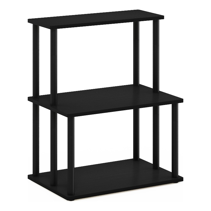 Pemberly Row Turn-N-Tube 3-Tier Kitchen Storage Shelf in Americano/Black