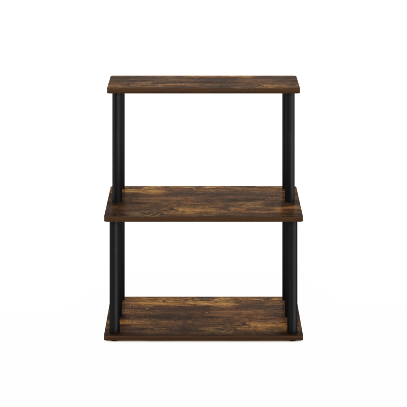 Pemberly Row Turn-N-Tube 3-Tier Kitchen Storage Shelf in Amber Pine/Black