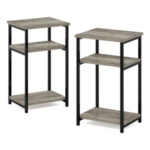 Pemberly Row 3-Tier Industrial Metal Frame End Table with Storage French Oak