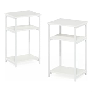 Pemberly Row 3-Tier Industrial Metal Frame End Table with Storage White