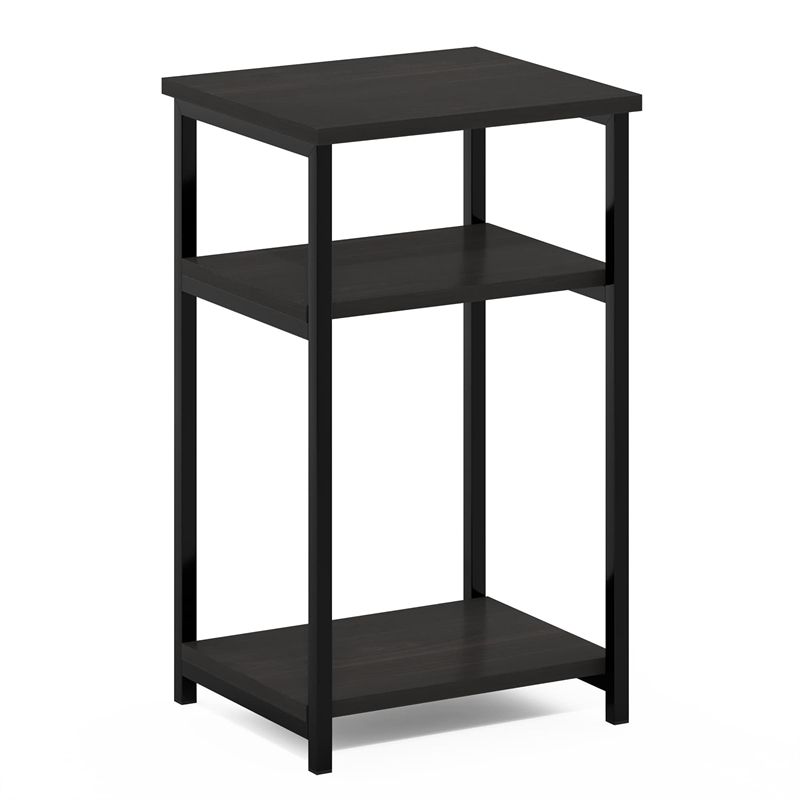 Pemberly Row 3-Tier Industrial Metal Frame End Table with Storage Espresso