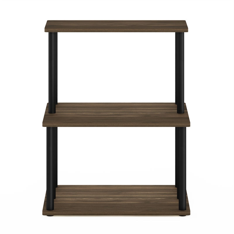 Pemberly Row Turn-N-Tube 3-Tier Toolless Kitchen Shelf in Columbia Walnut/Black