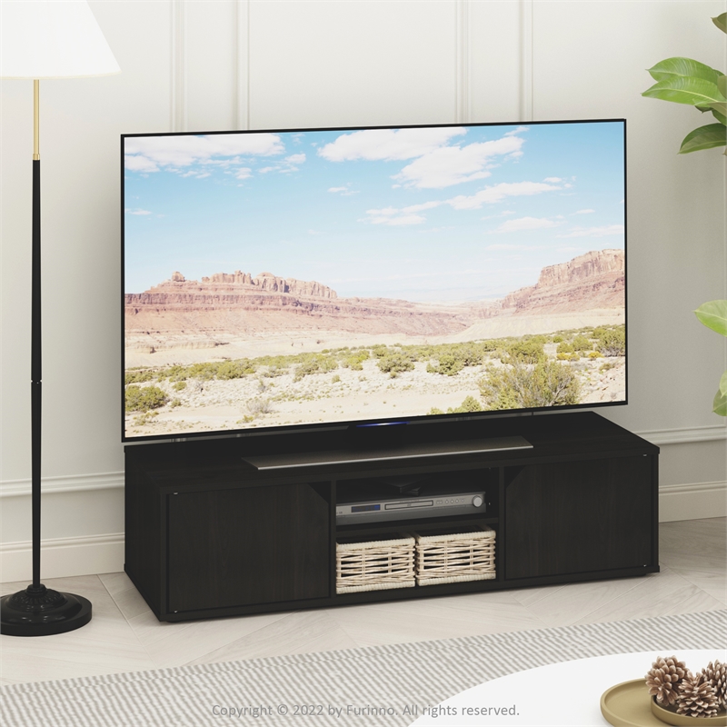 Pemberly Row Classic TV Stand for TV up to 55-inch in Espresso