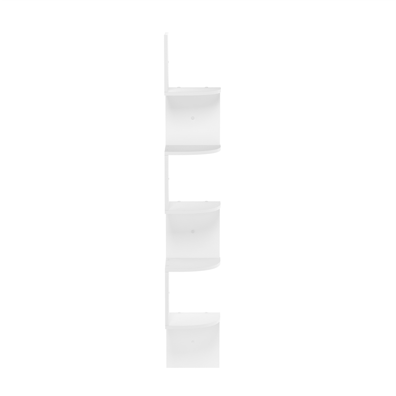 Pemberly Row 5-Tier Wall Mount Floating Radial Corner Shelf in White