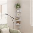 Pemberly Row 5-Tier Wall Mount Floating Radial Corner Shelf in White