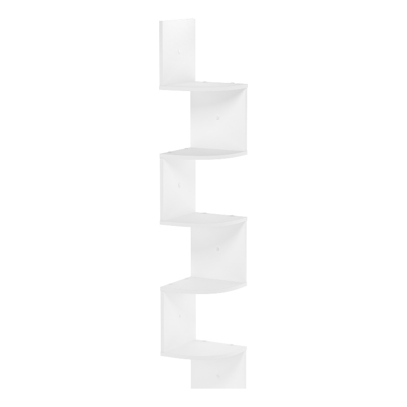 Pemberly Row 5-Tier Wall Mount Floating Radial Corner Shelf in White