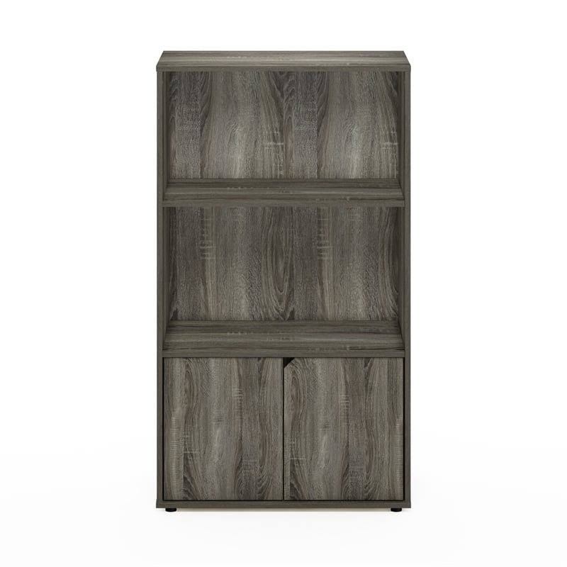 Pemberly Row Kitchen Storage Shelf with Cabinet in French Oak Gray