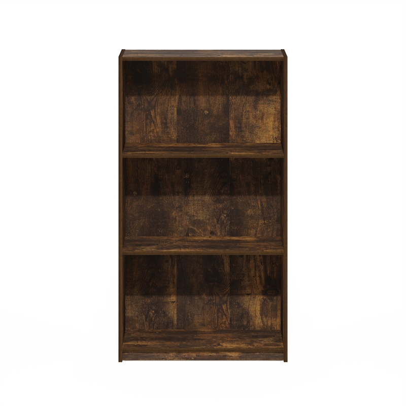 Pemberly Row Contemporary 3-Tier Bookcase Storage Shelves in Amber Pine