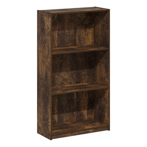 Pemberly Row Contemporary 3-Tier Bookcase Storage Shelves in Amber Pine