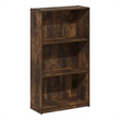 Pemberly Row Contemporary 3-Tier Bookcase Storage Shelves in Amber Pine