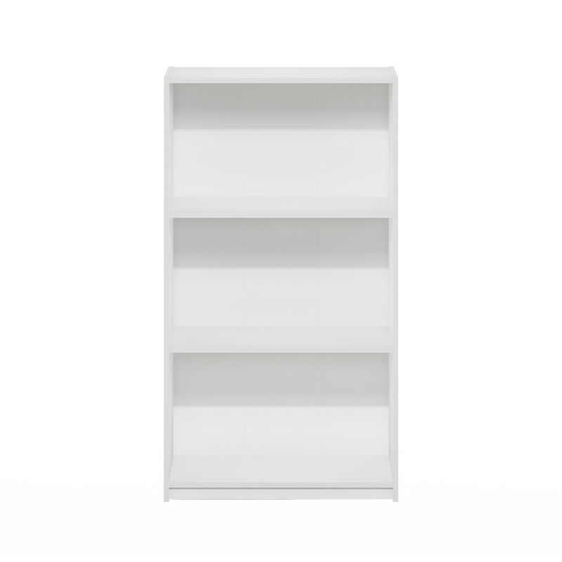 Pemberly Row Contemporary 3-Tier Bookcase Storage Shelves in White