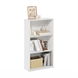 Pemberly Row Contemporary 3-Tier Bookcase Storage Shelves in White