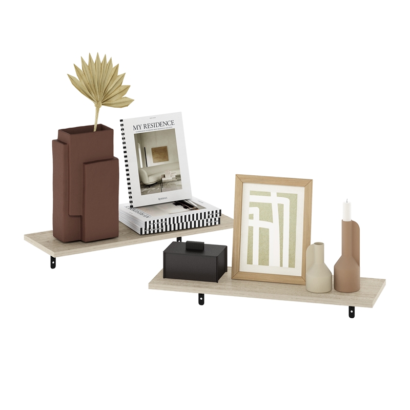 Pemberly Row 23-Inch Wall Mounted Floating Display Shelves in Set of 2