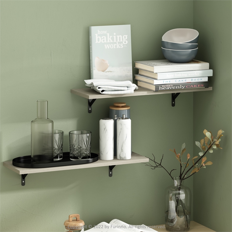 Pemberly Row 23-Inch Wall Mounted Floating Display Shelves in Set of 2