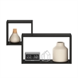 Pemberly Row Interweave Wall Mount Floating Decorative Shelf in Set of Espresso