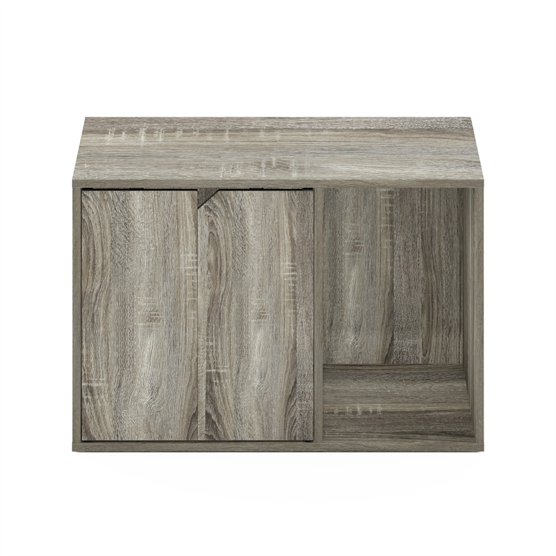 Pemberly Row Contemporary Small Litter Box Enclosure in French Oak Gray