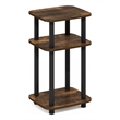 Pemberly Row 3-Tier Turn-N-Tube Curve End Table in Side Table Amber Pine/Black