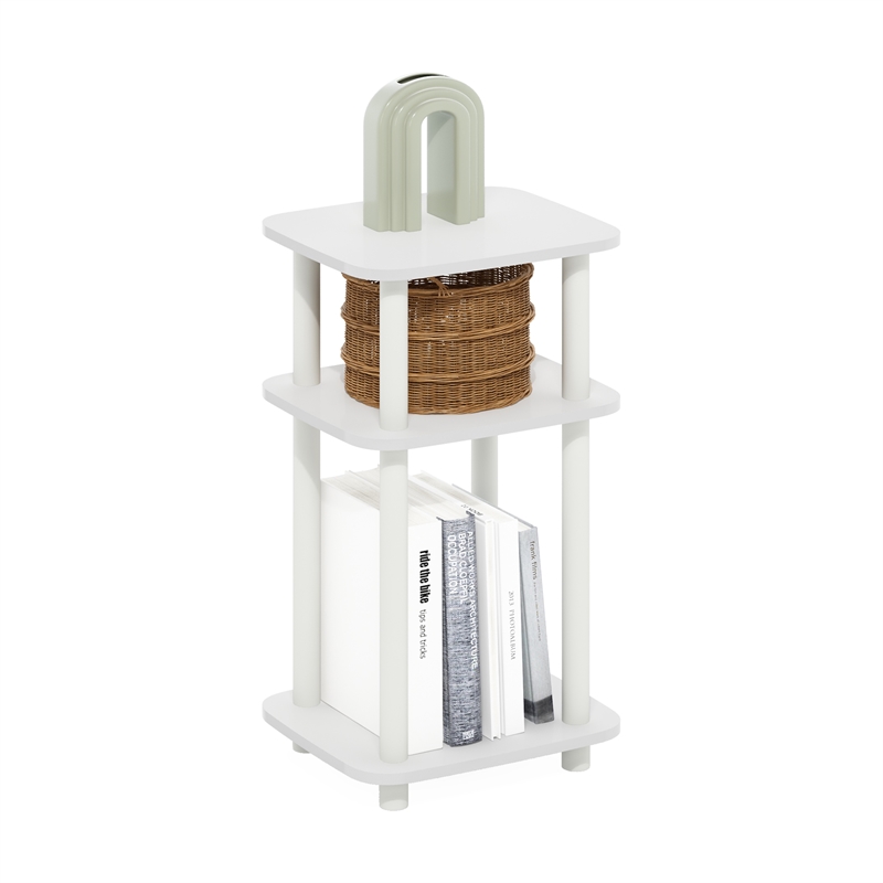 Pemberly Row 3-Tier Turn-N-Tube Curve End Table in Side Table in White