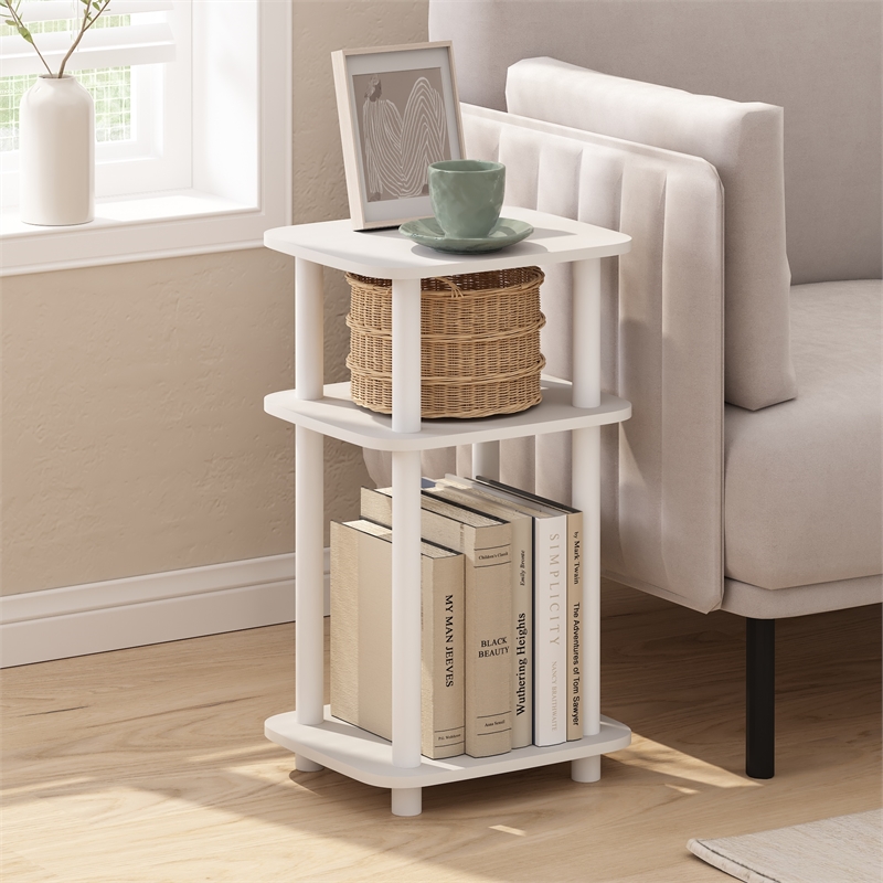 Pemberly Row 3-Tier Turn-N-Tube Curve End Table in Side Table in White