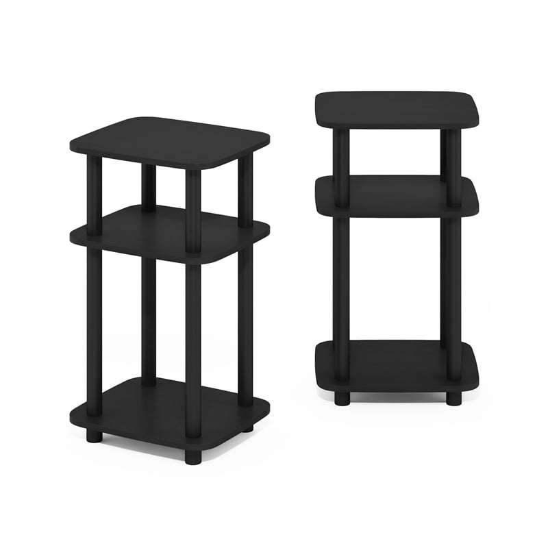 Pemberly Row 3-Tier Turn-N-Tube Curve End Table in Side Table in Americano/Black
