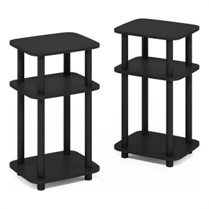 Pemberly Row 3-Tier Turn-N-Tube Curve End Table in Side Table in Americano/Black