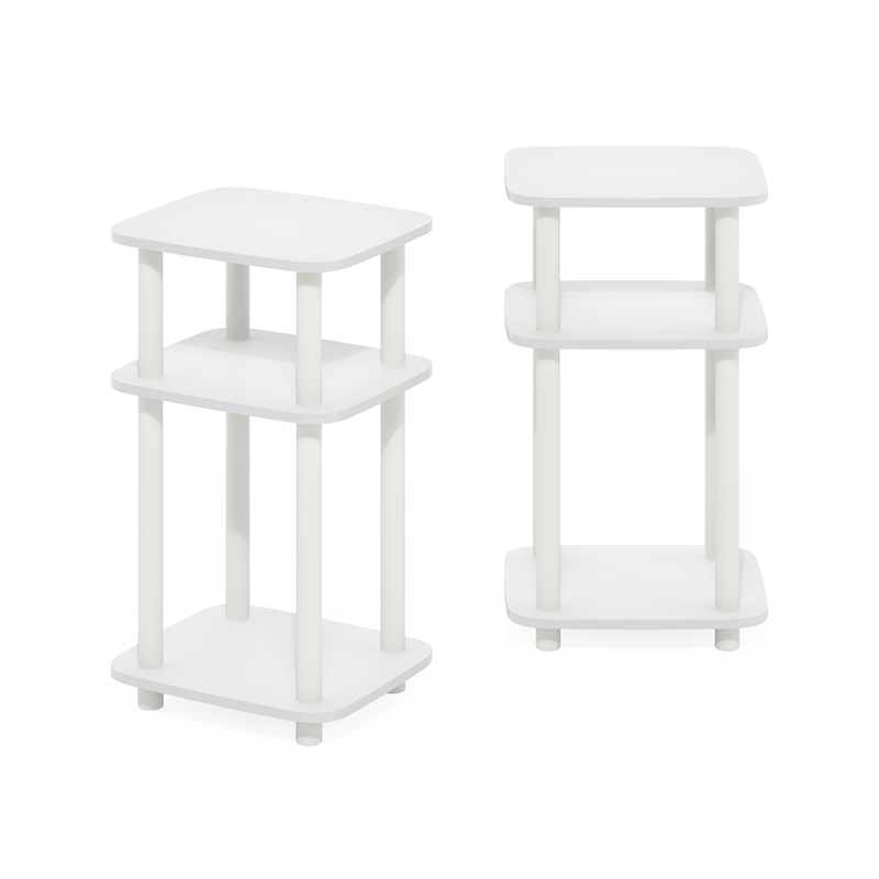 Pemberly Row 3-Tier Turn-N-Tube Curve End Table in Side Table in White