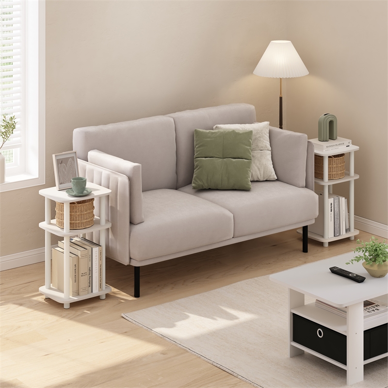 Pemberly Row 3-Tier Turn-N-Tube Curve End Table in Side Table in White