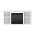 Pemberly Row Contemporary TV Stand with Fireplace in Solid White