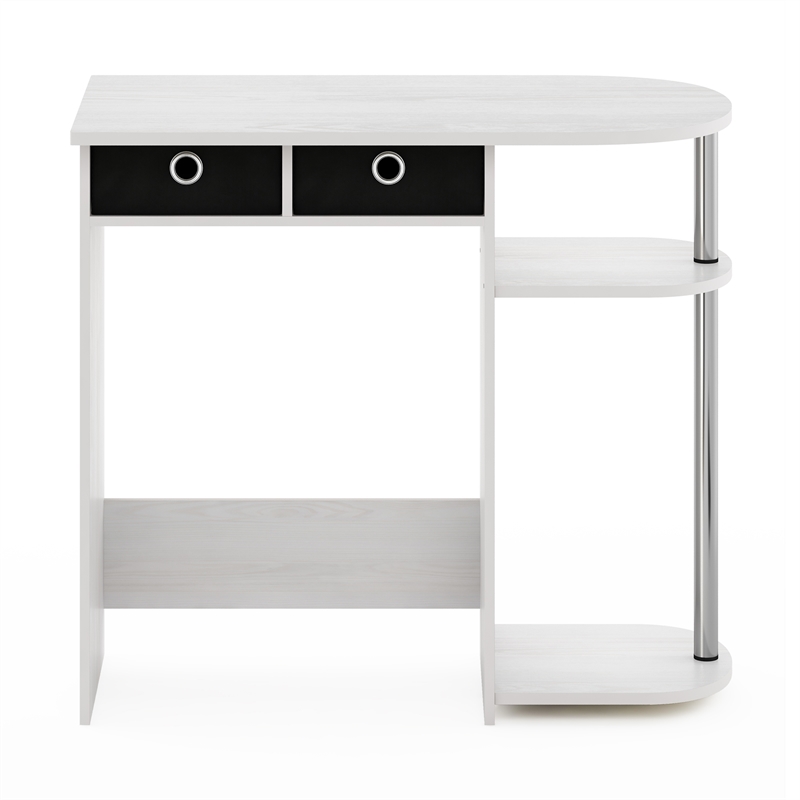 Pemberly Row Laptop/Notebook/Computer Desk/Table in White Oak/Chrome