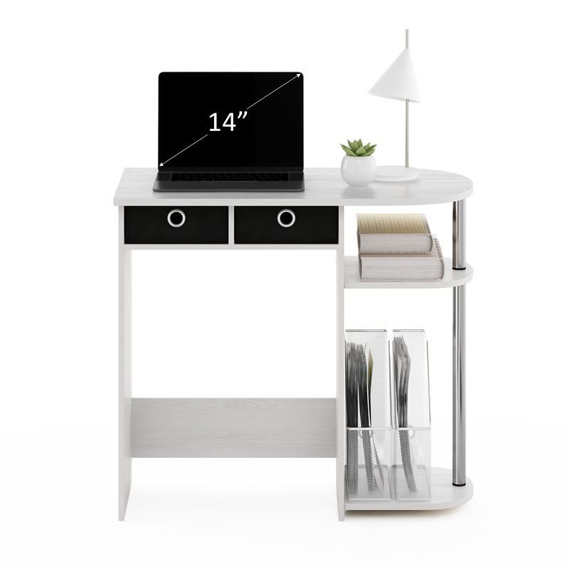 Pemberly Row Laptop/Notebook/Computer Desk/Table in White Oak/Chrome