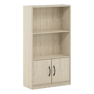 Pemberly Row 3-Tier Bookcase with 2 Doors Storage Cabinet in Metropolitan Pine