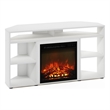 Pemberley Row Composite Wood White TV Stand Corner Electric Fireplace 46.5