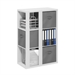 Pemberly Row 3-Tier Bookshelf Storage Organizer with Bins in White