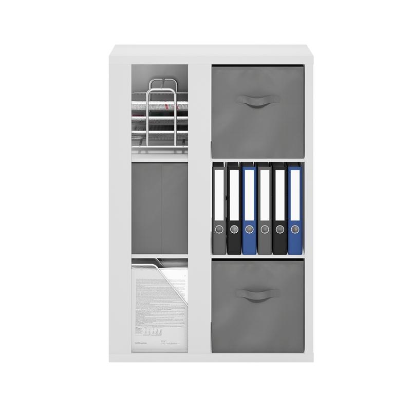 Pemberly Row 3-Tier Bookshelf Storage Organizer with Bins in White