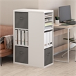 Pemberly Row 3-Tier Bookshelf Storage Organizer with Bins in White