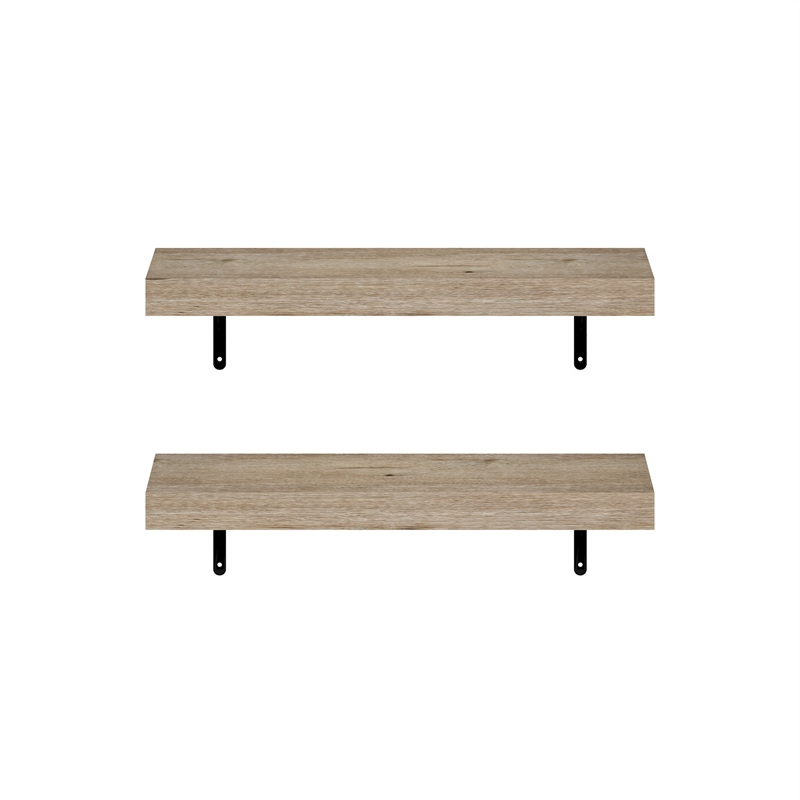 Pemberly Row 22-Inch Wall Mounted Floating Display Shelves in Natural Set of 2