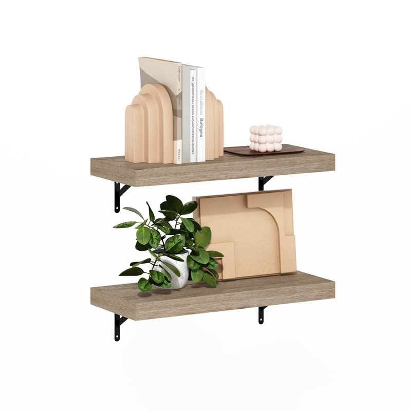 Pemberly Row 22-Inch Wall Mounted Floating Display Shelves in Natural Set of 2