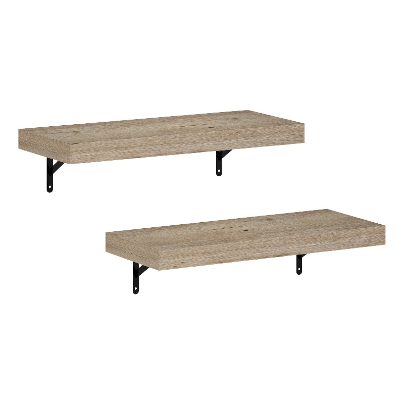 Pemberly Row 22-Inch Wall Mounted Floating Display Shelves in Natural Set of 2