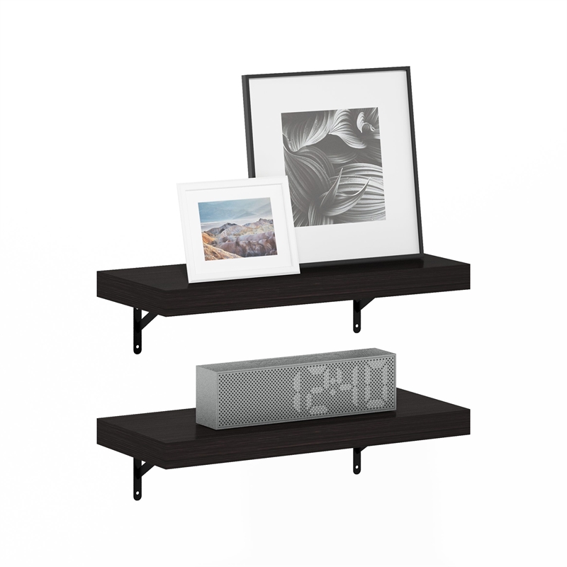 Pemberly Row 22-Inch Wall Mounted Floating Display Shelves in Tobacco Set of 2