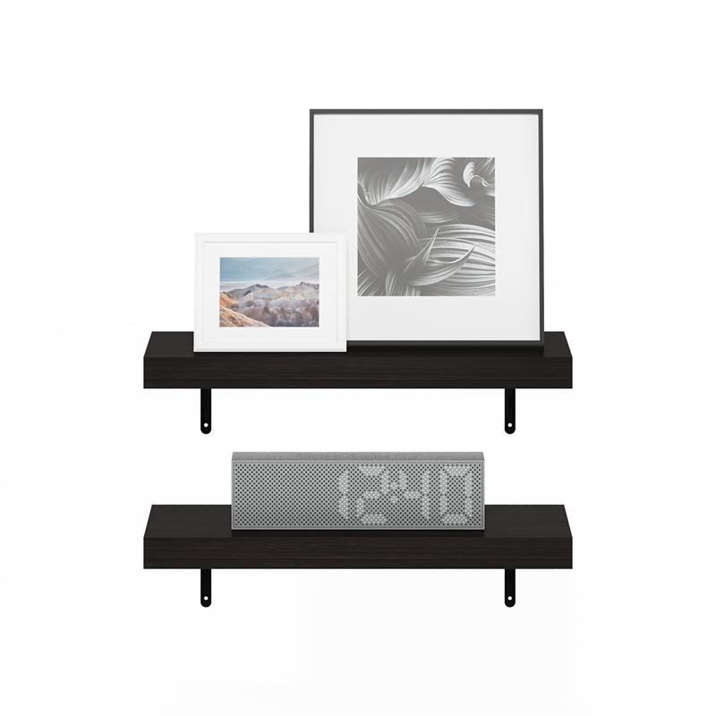 Pemberly Row 22-Inch Wall Mounted Floating Display Shelves in Tobacco Set of 2