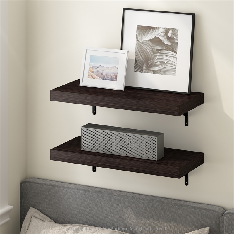 Pemberly Row 22-Inch Wall Mounted Floating Display Shelves in Tobacco Set of 2