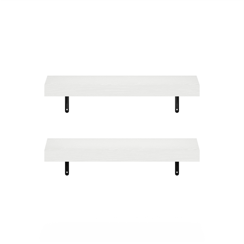 Pemberly Row 22-Inch Wall Mounted Floating Display Shelves in White Set of 2