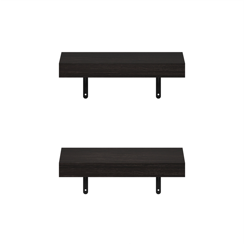 Pemberly Row 15-Inch Wall Mounted Floating Display Shelves in Tobacco Set of 2